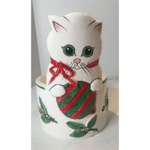 Andrea West Signed/Dated 1983 SigmaTastesetter Planter/Cat Christmas   Holly
